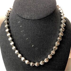 VINTAGE Sterling Silver Art Deco Beaded Modern Necklace